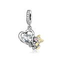 S925 silver corgi puppy pendant with heart-shaped cubic zirconia crystal for jewelry - Heart Shaped Faceted Zirconia Corgi Style (CCT1158)