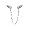 S925 Sterling Silber Sicherheitskette mit Herz-Zirkon-Flügeln für DIY-Armbänder - Engelsflügel Stil (CCT1116)