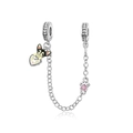 S925 Sterling Silber Sicherheitskette mit Hundeanhänger und pinkfarbenem Zirkonia-Stein - Herz Frenchie Stil (CCT1168)
