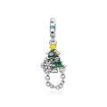 Detailed view of Christmas tree charm with enamel, snowflake and colorful gemstones - Snowflake Christmas Tree Style (OMT1314)