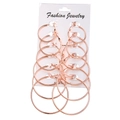 Set of six pairs of rose gold hoop earrings in varying sizes on a display card - Rose Gold Multi-Size Set (HS1732-10)
