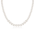 Elegante weiße Perlenkette für Damen mit Hochglanzperlen auf weißem Hintergrund - Cremeweiße glatte Perlen klassische Halskette (HS1464-59)
