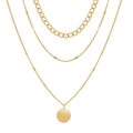 Dreilagige goldene Halskette mit minimalistischen Gliedern und einem runden Anhänger - Dreilagiger Runder Anhänger Halsketten-Stil (HS1718-2)