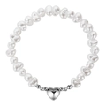 Baroque pearl bracelet with a polished silver heart magnetic clasp for women - Artificial Pearl Heart Magnetic Bracelet (HS1806-6)