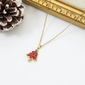 Christmas tree pendant necklace with red enamel and gold chain for festive holiday styling - Red Enamel Christmas Tree (W1632)
