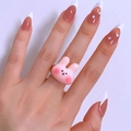 Cute pink resin rabbit ring for women, creative cartoon animal design for kids - Pink Rabbit Style (HS500-2)
