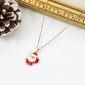 Minimalist gold necklace with red and white enamel Santa Claus pendant for Christmas - Chibi Santa Claus Pendant (W1636)