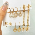 6er-Set goldene Schmetterling Ohrringe mit Quasten Perlen und Kristallen auf Karte - Gold Strass Schmetterling Perle Lange Quaste Set (HS519-3)