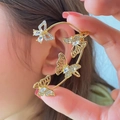 Sparkling gold butterfly ear cuff with rhinestones for women, elegant wrap design - Right Ear / Gold Butterfly (1#)