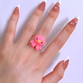 Rosa Oktopus-Ring aus Harz für Kinder mit niedlicher Comicfigur und transparentem Band - Rosa Tintenfisch-Stil (HS500-7)