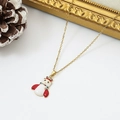 Christmas snowman necklace in gold finish with white enamel and colorful zircon stones - Colorful Snowman Necklace (W1640)