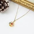 Golden Christmas necklace with red enamel bell pendant and colorful festive stones - Red Bell with Colorful Accents (W1641)