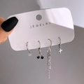 Set di orecchini argentati con ciondolo a ciliegia nera e pendente a lucchetto minimale - Stile Ciliegia Serratura Stella (HS580-1)