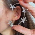 Elegant silver butterfly ear cuff with sparkling rhinestones for non-pierced ears - Left Ear / Silver Butterfly (13#)