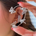 Elegant silver butterfly ear cuff featuring sparkling cubic zirconia crystals for women - Left Ear / Silver Butterfly (2#)