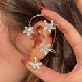 Elegant rose gold star ear cuff with shimmering rhinestones for non-pierced ears - Left Ear / Rose Gold Star (9#)