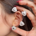 Silver heart shaped ear cuff with rhinestones for women stylish non piercing earring - Left Ear / Silver Heart (29#)
