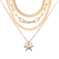 Goldene mehrlagige Halskette mit Schlangenkette und Schmetterling-Anhänger mit Kristallen - 4-teiliges Set Schmetterling Gelaagde Halskette (HS1877-2)