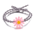 Daisy flower elastic hair band with pink resin petals and durable gray wavy rope - Gray