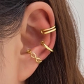 Dreiteiliges Set goldene Ohrklemmen mit Hohlkettendesign für Ohren ohne Löcher - Goldene Hohlkette 3-Teiliges Set (HS1268-15)