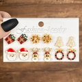 Set di orecchini natalizi in lega con Babbo Natale, renne e motivi per alberi - Set Babbo Natale Renna 1 (HS1094-1)