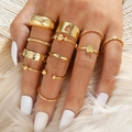 22-delige goudkleurige legering ringenset met vlinder en hart voor damesmode - Verstelbaar Open / Hol Hart Ster Stijl (HS701-38) / 12-delige Set / Goud