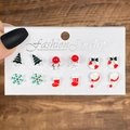 Set di orecchini natalizi con ciondoli in lega festivi su cartoncino per gioielli - Set Calza di Natale Ghirlanda 5 (HS1094-5)