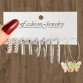 6-teiliges silbernes Ohrring-Set mit bunten Schmetterlings-Anhängern und Kunstperlen - Silber Schmetterling Künstliche Perle Kombination (HS1469-4)