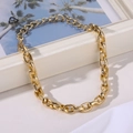 Retro vergoldete mehrlagige Halskette mit geprägter Textur und Karabinerverschluss - Gold Vintage Texturierte Dicke Kette Stil (HZS029)