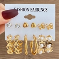 6er-Set goldene Ohrringe mit Schmetterlings-, Perlen- und Herzdesigns für Damen - Schmetterling Herz Stern Perle Ensemble (HS1291-1)