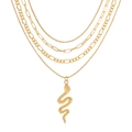 Mehrlagige goldfarbene Halskette im Set mit Schlangenanhänger und gemischten Ketten - Gold Schlangenanhänger Mehrlagig Stil (HS968-19)