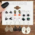 Set di 9 paia di orecchini di Halloween con zucche, fantasmi e gatti neri su carta - HS1093-6