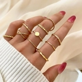 10-delige gouden ringenset met vlinder en hart ontwerpen voor dames sieraden - Verstelbaar Open / Spiraalvormige Kraal Minimalistische Stijl (HS701-13) / 10-delige set / Goud