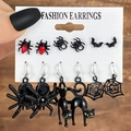Set di orecchini di Halloween con pipistrelli, ragni e gatti neri per le feste - HS1093-9