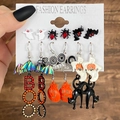 Set di orecchini di Halloween con zucca, fantasma e ragno su scheda display - HS1093-10