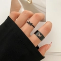 22-delige vlinderringenset van legering in mat zwart voor een stijlvolle goth-look - Verstelbaar Open / Zwarte Vlinder Koppel Ringen Set (HS701-44) / 2-delige set / Zwart