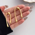 Boucles d'oreilles créoles géométriques multicouches en or poli au design en U moderne - Style Pendant en U Profilé (HS1061-12)