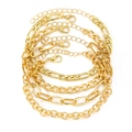 Lot de cinq bracelets géométriques dorés comprenant des mailles trombone et Figaro - Collection de Bracelets Chaîne (HS1957-6)