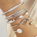 Set di sei bracciali minimalisti in argento con design a torsione e con nodi - Set Argento Tipo A