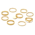 9-piece golden stackable ring set with twisted texture and geometric charm details - Irregular Texture Stacking Set (HS1438-8)