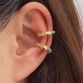 Goldene Ohrmanschetten ohne Piercing mit geprägter Ziegelstruktur im 2-teiligen Set - Goldene 3D-Textur-Ohrclip-Set (HS1268-26)