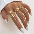Set van 23 gouden boho stapelringen met blad-, kruis- en maanontwerpen voor dames - Goud (HS1304-10)