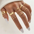 10-delige gouden ringenset met hartjes, sterren en gepolijste minimalistische ringbanden - Goud (HS1304-16)