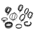 10-teiliges Set schwarze Gothic Schmetterling und geometrische Ringe im Punk-Stil - 10-teiliges Set / Schwarz Schmetterling Kette Punk Stil (HS1418-17)