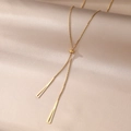 Elegante collana a Y in acciaio inossidabile dorato con pendenti a triangolo cavo - Stile Nappa Triangolare Dorato (BXG037-17)