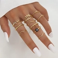 10-delige gouden ringenset met boze oog vlinder en bladmotieven voor dames - Goud (HS1304-30)