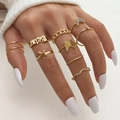 23-delige gouden stapelbare ringenset met diamanten vlinders en Baby letters goud - Goud (HS1304-31)