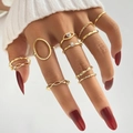 Stapelbare gouden ringenset met diverse boheemse ontwerpen en fonkelende edelstenen - Goud (HS1304-34)