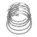 Set di 6 bracciali argento con maglia a serpente, figaro e ritorta per donna moda - Argento