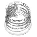 Set di 8 bracciali punk argento con catene cubane, a serpente e maglie intrecciate - Combo Assortito di Catene Miste (HS1443-7) / Argento